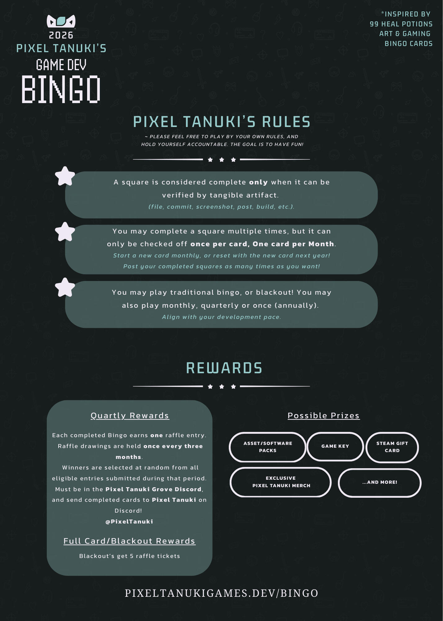 Pixel Tanuki Game Dev Bingo Rules Pixel Tanuki Game Dev Bingo Rules